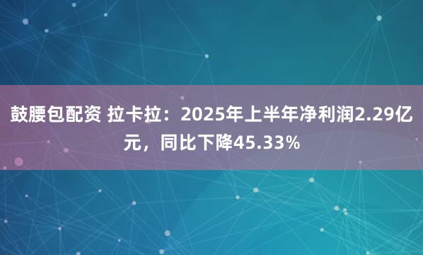 鼓腰包配资 拉卡拉：2025年上半年净利润2.29亿元，同比下降45.33%