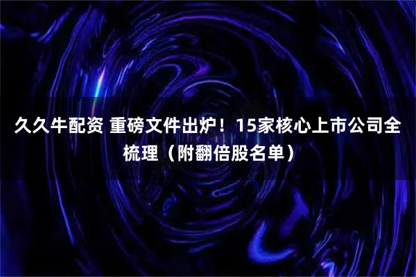 久久牛配资 重磅文件出炉！15家核心上市公司全梳理（附翻倍股名单）