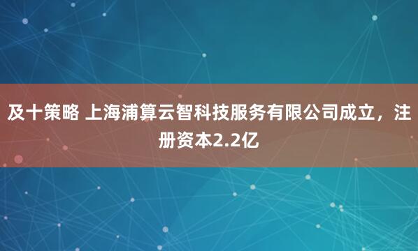 及十策略 上海浦算云智科技服务有限公司成立，注册资本2.2亿